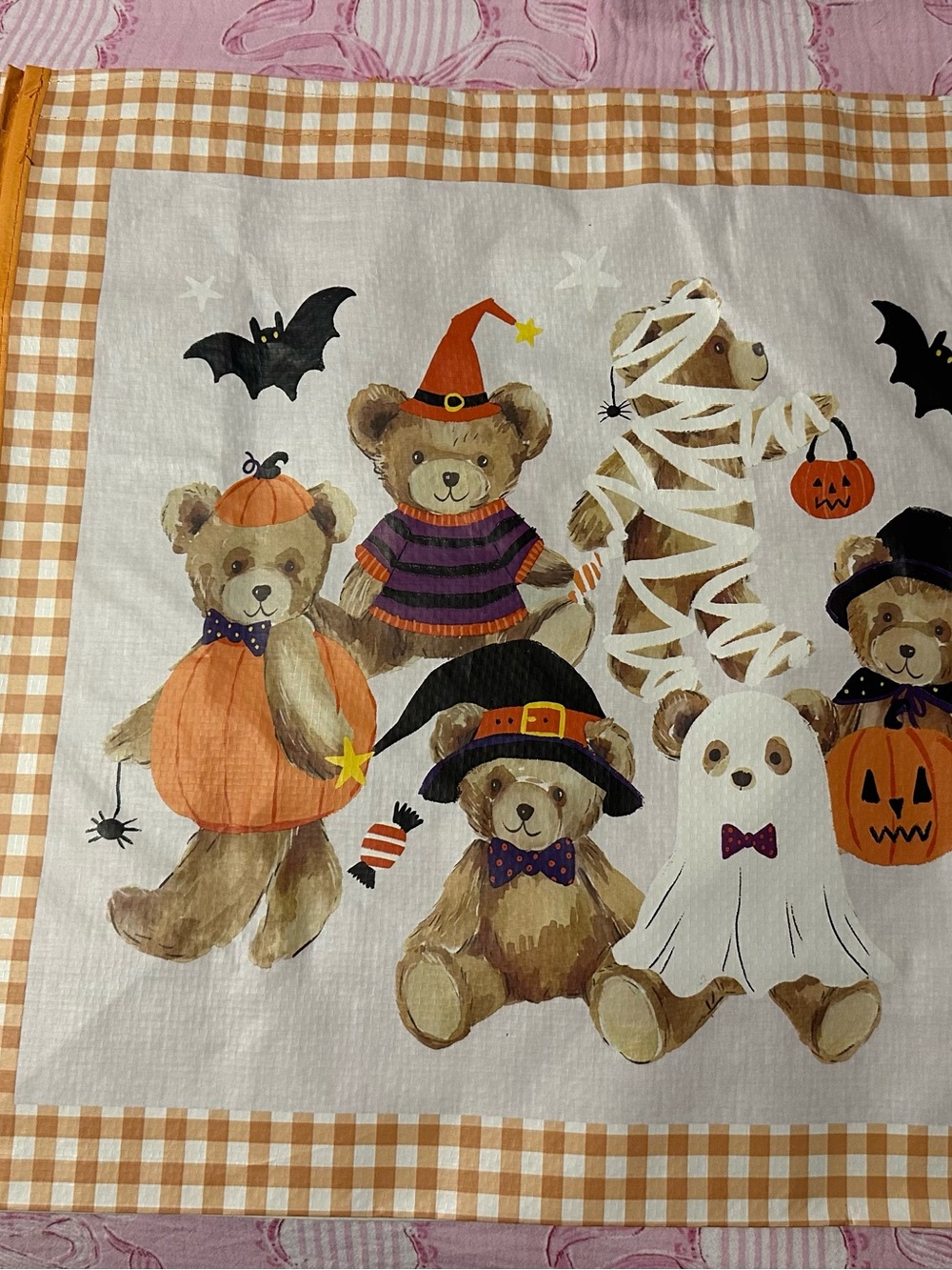 Bundle shopping tote bag Halloween Teddy Bear Panel - Orange, Black, Purple